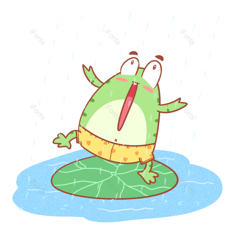 卡通图片,青蛙元素,雨水PNG,免抠素材